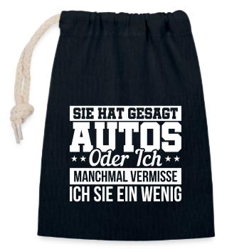 Auto Spruch Single Mann Humor Geschenk - Verschließbarer Geschenkbeutel aus Baumwolle (14x20cm) - Navy - Vorne