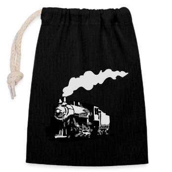 dampflok chemin de fer locomotive roman - Sac cadeau en coton avec cordon (14 x 20 cm) - noir - Devant
