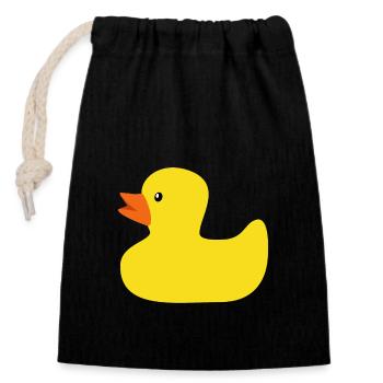 canard en caoutchouc - Sac cadeau en coton avec cordon (14 x 20 cm) - noir - Devant