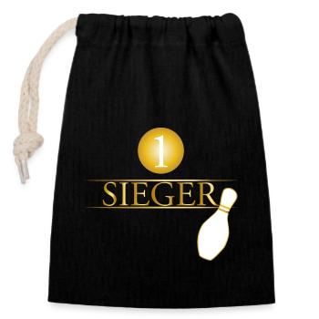 Kegeln Bowling Sieger Geschenk Bewegung Trophäe - Verschließbarer Geschenkbeutel aus Baumwolle (14x20cm) - Schwarz - Vorne