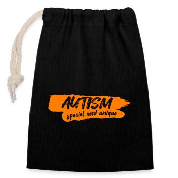 autism - Closable cotton gift bag (14x20cm) - black - Front