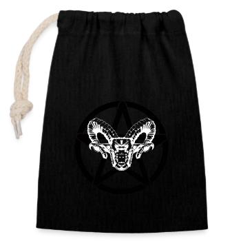 Satan diable pentagramme Antichrist démon mal mort - Sac cadeau en coton avec cordon (14 x 20 cm) - noir - Devant