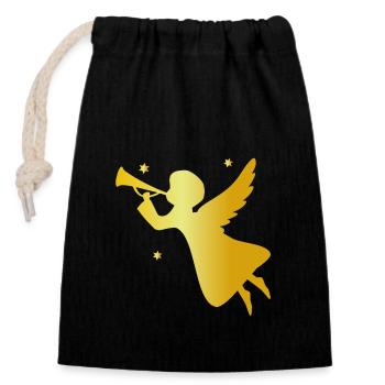 ANGEL - Closable cotton gift bag (14x20cm) - black - Front