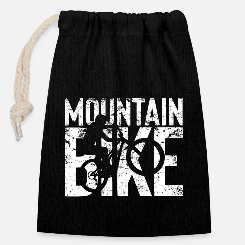 MTB - Mountainbiker T-Shirt - Verschließbarer Geschenkbeutel aus Baumwolle (14x20cm) - Schwarz