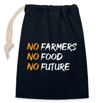 No Farmers No Food – Statement Design - Closable cotton gift bag (14x20cm) - navy - Front