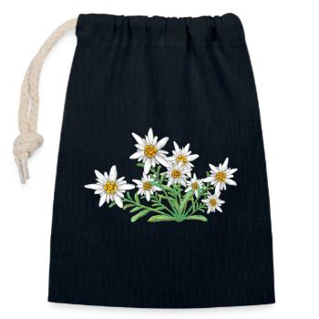 Das Edelweiss, Blume der Alpen, Blume der Schweiz - Verschließbarer Geschenkbeutel aus Baumwolle (14x20cm) - Navy - Vorne