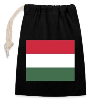 Hungary flag mask - Closable cotton gift bag (14x20cm) - black - Front