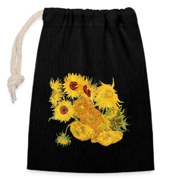 Vincent van Gogh Sunflowers Sunflowers Art Art - Closable cotton gift bag (14x20cm) - black - Front