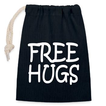 Free hugs - Closable cotton gift bag (14x20cm) - navy - Front