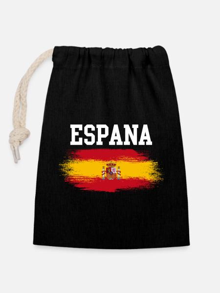Espana Flaggenbürste - Verschließbarer Geschenkbeutel aus Baumwolle (14x20cm) - Schwarz