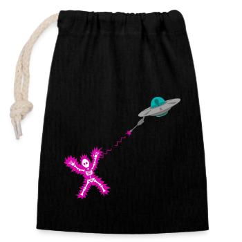 Laser extraterrestre ovni - Sac cadeau en coton avec cordon (14 x 20 cm) - noir - Devant