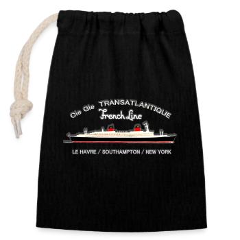 PAQUEBOT FRANCE - Closable cotton gift bag (14x20cm) - black - Front