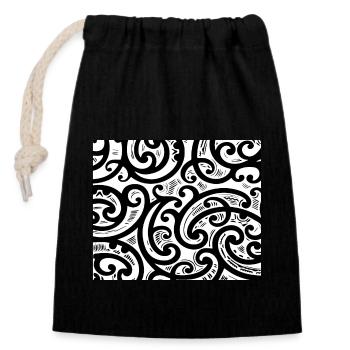 Dessins de tatouage tribal polynésien Maori Samoan, etc. - Sac cadeau en coton avec cordon (14 x 20 cm) - noir - Devant