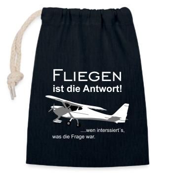 Ultraleichtflugzeug UL Pilot Flugzeug Flieger - Verschließbarer Geschenkbeutel aus Baumwolle (14x20cm) - Navy - Vorne