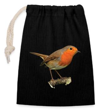 Redthroat1 Robin - Closable cotton gift bag (14x20cm) - black - Front