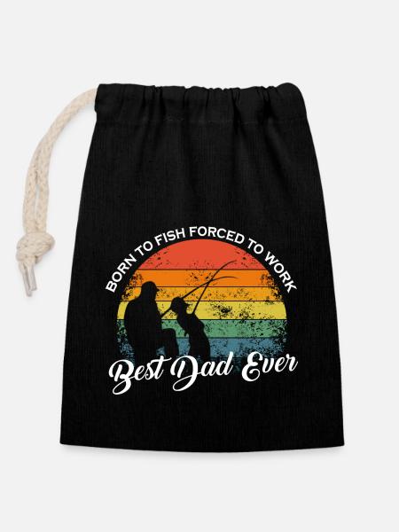Best Dad Ever, Father's Day,Fishing Dad,Gift - Closable cotton gift bag (14x20cm) - black