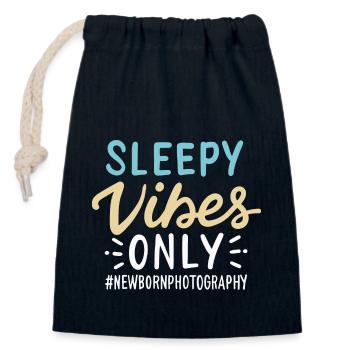 Sleepy Vibes Only - Sac cadeau en coton avec cordon (14 x 20 cm) - bleu marine - Devant