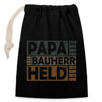 Builder Papa Hero Saying Funny for Topping-out Ceremony - Closable cotton gift bag (14x20cm) - black - Front
