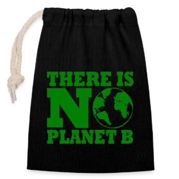There is no planet B - Sac cadeau en coton avec cordon (14 x 20 cm) - noir - Devant