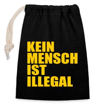 kein mensch ist illegal - Verschließbarer Geschenkbeutel aus Baumwolle (14x20cm) - Schwarz - Vorne