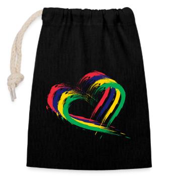 Mauritius Heart - Closable cotton gift bag (14x20cm) - black - Front