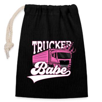 TRUCKER BABE TRUCK DRIVER - Closable cotton gift bag (14x20cm) - black - Front