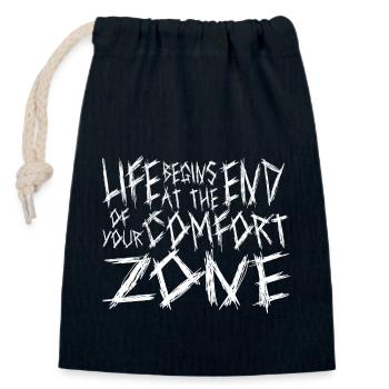 life begins at the end of your comfort zone - Closable cotton gift bag (14x20cm) - navy - Front