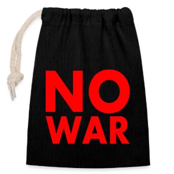 No war - Closable cotton gift bag (14x20cm) - black - Front