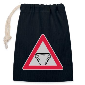 Caution Shield Diaper - Closable cotton gift bag (14x20cm) - navy - Front