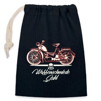 Simson SR2 - DDR Ostalgie Moped Suhl - Verschließbarer Geschenkbeutel aus Baumwolle (14x20cm) - Navy - Vorne
