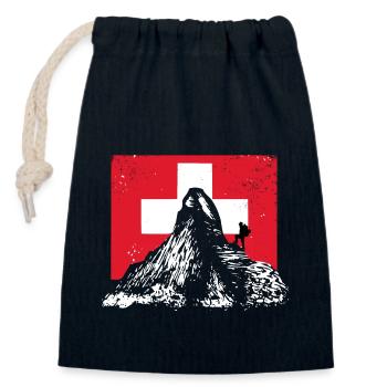 Hiking - Mountains - Switzerland - Closable cotton gift bag (14x20cm) - navy - Front
