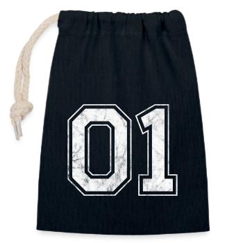 Number 01 - Closable cotton gift bag (14x20cm) - navy - Front
