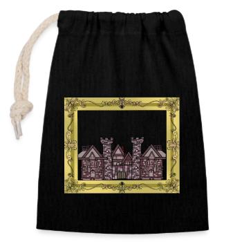 Middle Ages, Castle, Castle, Fortress, Knight, King, KIng - Closable cotton gift bag (14x20cm) - black - Front