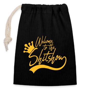 Welcome Shitshow Krone - Closable cotton gift bag (14x20cm) - black - Front