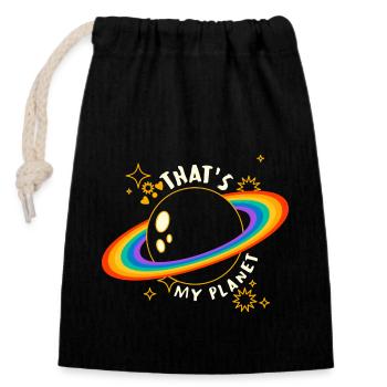 Rainbow World - Closable cotton gift bag (14x20cm) - black - Front
