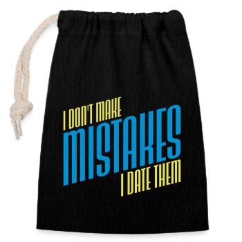 Date Mistakes Quote Logo - Closable cotton gift bag (14x20cm) - black - Front