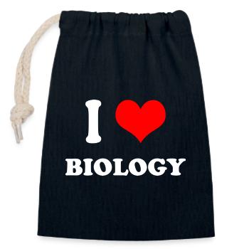 Ich liebe Biologie - Verschließbarer Geschenkbeutel aus Baumwolle (14x20cm) - Navy - Vorne