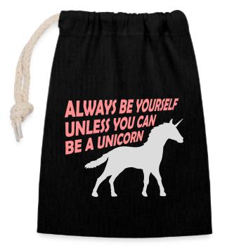 always be yourself unicorn - Closable cotton gift bag (14x20cm) - black - Front