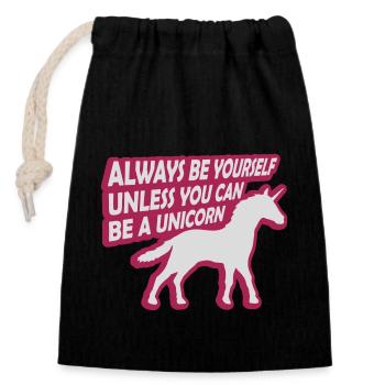 unicorn always be yourself - Closable cotton gift bag (14x20cm) - black - Front