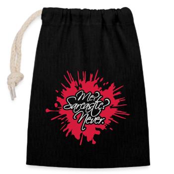 me sarcastic never quote - Closable cotton gift bag (14x20cm) - black - Front