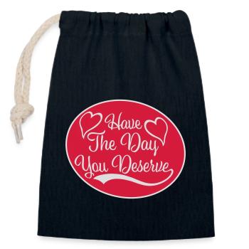 the day you deserve - Verschließbarer Geschenkbeutel aus Baumwolle (14x20cm) - Navy - Vorne