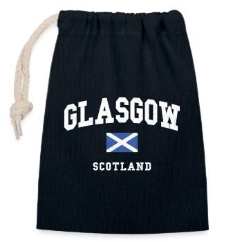 Graphique du drapeau de l’Écosse de Glasgow - Sac cadeau en coton avec cordon (14 x 20 cm) - bleu marine - Devant