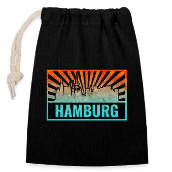 Hamburg Skyline Gradient - Closable cotton gift bag (14x20cm) - black - Front