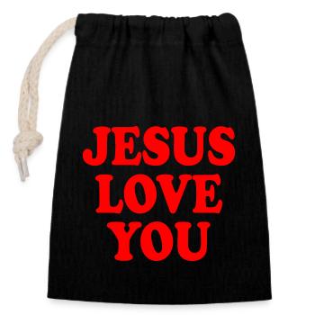 Jesus love you - Closable cotton gift bag (14x20cm) - black - Front