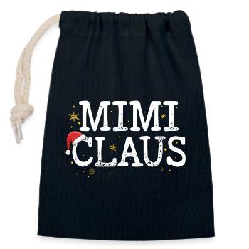 Mimi Claus: Festive Hat Logo - Closable cotton gift bag (14x20cm) - navy - Front
