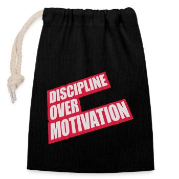 Citation de discipline sur la motivation - Sac cadeau en coton avec cordon (14 x 20 cm) - noir - Devant