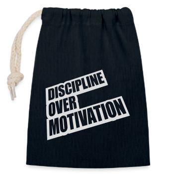 Citation de discipline sur la motivation - Sac cadeau en coton avec cordon (14 x 20 cm) - bleu marine - Devant