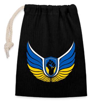 Logo de l’Ukraine - Sac cadeau en coton avec cordon (14 x 20 cm) - noir - Devant