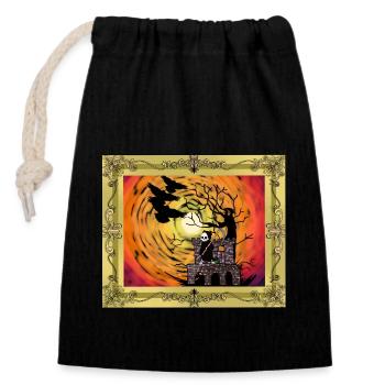 Middle Ages Castle Witching Hour Halloween Horror - Closable cotton gift bag (14x20cm) - black - Front