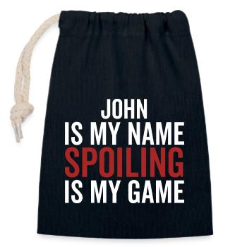 John is My Name Spoiling ist mein Spiel - Verschließbarer Geschenkbeutel aus Baumwolle (14x20cm) - Navy - Vorne